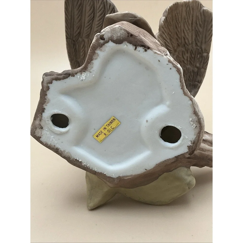 Vintage‎ Homco Great Horned Owl Ceramic Figurine, Taiwan, 1980s.